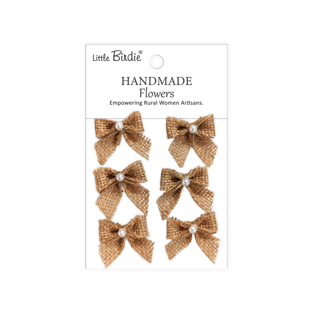 Little Birdie Handmade Burlap Bow Pearly Knot (6 packs x 6pcs) (CR109491) Little Birdie Handmade Burlap Bow Pearly Knot (6 packs x 6pcs) (CR109491)
