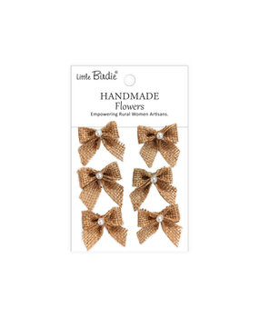 Little Birdie Handmade Burlap Bow Pearly Knot (6 packs x 6pcs) (CR109491)