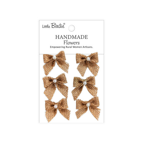 Little Birdie Handmade Burlap Bow Pearly Knot (6 packs x 6pcs) (CR109491) Little Birdie Handmade Burlap Bow Pearly Knot (6 packs x 6pcs) (CR109491)