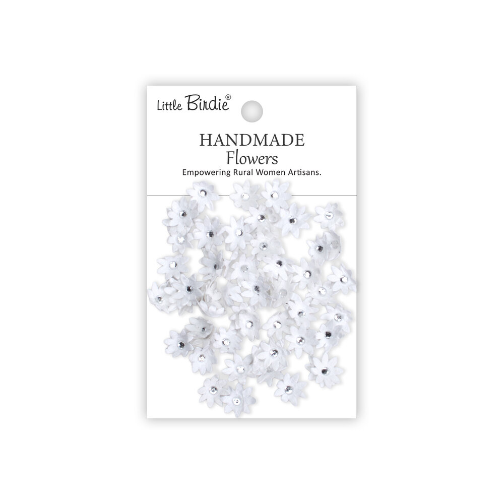 Little Birdie Handmade Flowers Micro Jewlled Florettes Frosty White (6 packs x 60pcs) (CR109988)