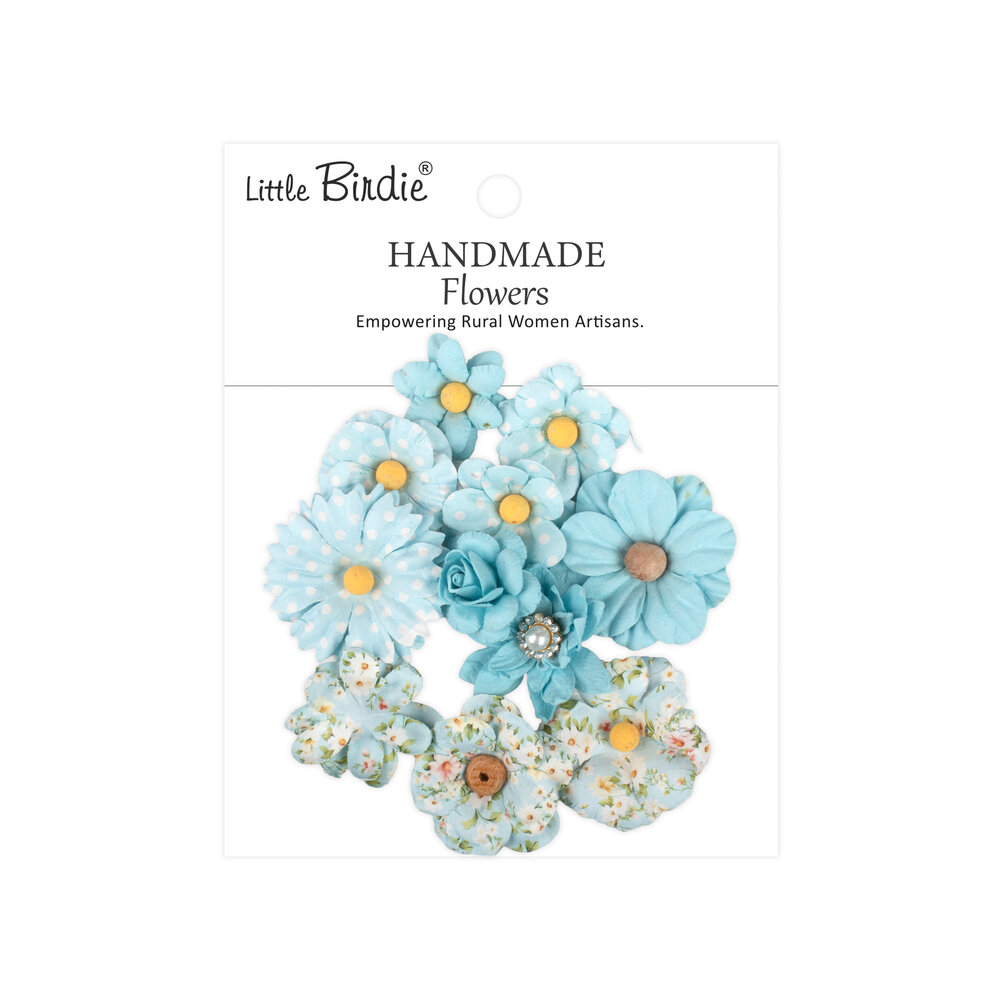 Little Birdie Handmade Printed Paper Flowers Mira Blue Symphony (6 packs x 10pcs) (CR110158)