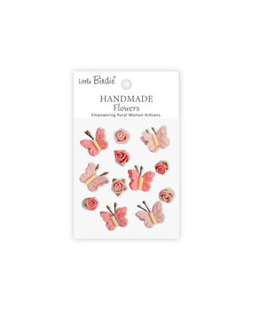Little Birdie Handmade Flowers Roses & Butterflies Pink Passion (6 packs x 12pcs) (CR103308)