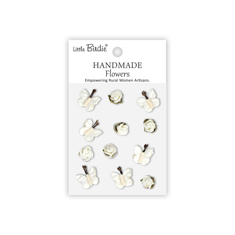 Little Birdie Handmade Flowers Roses & Butterflies Ivory Pearl (6 packs x 12pcs) (CR103304) Little Birdie Handmade Flowers Roses & Butterflies Ivory Pearl (6 packs x 12pcs) (CR103304)