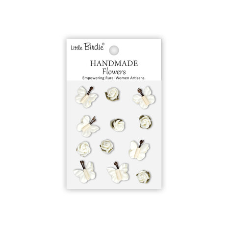 Little Birdie Handmade Flowers Roses & Butterflies Ivory Pearl (6 packs x 12pcs) (CR103304) Little Birdie Handmade Flowers Roses & Butterflies Ivory Pearl (6 packs x 12pcs) (CR103304)