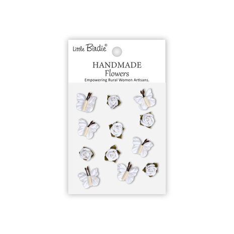 Little Birdie Handmade Flowers Roses & Butterflies Frosty White (6 packs x 12pcs) (CR109938) Little Birdie Handmade Flowers Roses & Butterflies Frosty White (6 packs x 12pcs) (CR109938)