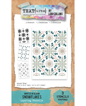 TEXT(ures) Winter in Bloom 4x6 Inch Layering Stencil Set Snowflakes by Lou Collins (TEXST0002)