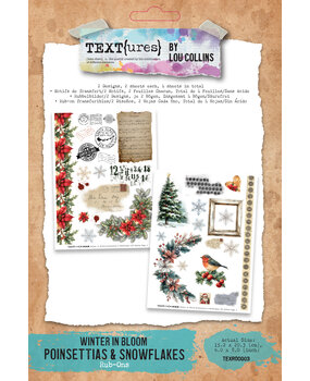 TEXT(ures) Winter in Bloom 6x8 Inch Rub-On Transfer Set Poinsettias & Snowflakes by Lou Collins (TEXRO0003) TEXT(ures) Winter in Bloom 6x8 Inch Rub-On Transfer Set Poinsettias & Snowflakes by Lou Collins (TEXRO0003)
