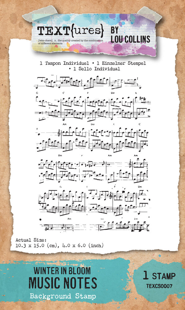TEXT(ures) Winter in Bloom 4x6 Inch Background Stamp Music Notes by Lou Collins (TEXCS0007) TEXT(ures) Winter in Bloom 4x6 Inch Background Stamp Music Notes by Lou Collins (TEXCS0007)