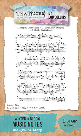 TEXT(ures) Winter in Bloom 4x6 Inch Background Stamp Music Notes by Lou Collins (TEXCS0007) TEXT(ures) Winter in Bloom 4x6 Inch Background Stamp Music Notes by Lou Collins (TEXCS0007)