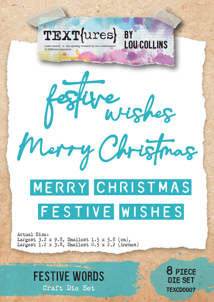 TEXT(ures) Winter in Bloom Craft Die Set Festive Words by Lou Collins (TEXCD0007) TEXT(ures) Winter in Bloom Craft Die Set Festive Words by Lou Collins (TEXCD0007)