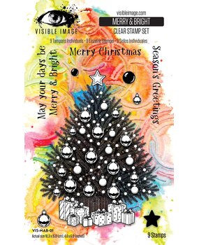 Visible Image Christmas Wrapped Up 4x6 Inch Stamp Set Merry & Bright by Mark Alexander (VIS-MAB-01)