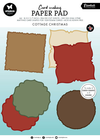 Studio Light Cottage Christmas Card Shapes for 152x152mm Cards Essentials Card Making Pad (SL-ES-CMP39) Studio Light Cottage Christmas Card Shapes for 152x152mm Cards Essentials Card Making Pad (SL-ES-CMP39)