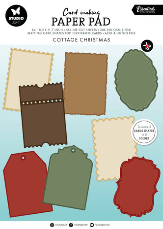 Studio Light Cottage Christmas Card Shapes for 105x148mm Cards Essentials Card Making Pad (SL-ES-CMP37)