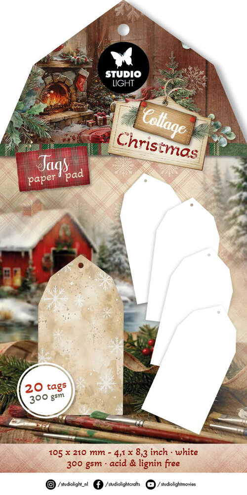 Studio Light Cottage Christmas Tag Paper Pad White (SL-CC-TAGBL14) Studio Light Cottage Christmas Tag Paper Pad White (SL-CC-TAGBL14)