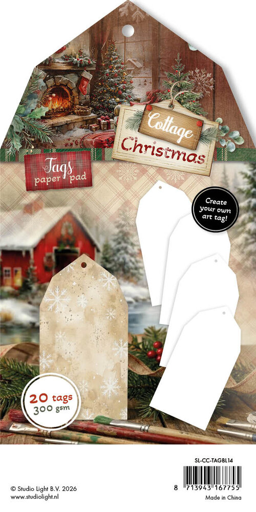 Studio Light Cottage Christmas Tag Paper Pad White (SL-CC-TAGBL14) Studio Light Cottage Christmas Tag Paper Pad White (SL-CC-TAGBL14)