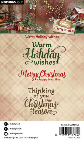 Studio Light Cottage Christmas Clear Stamps Warm Holiday Wishes (SL-CC-STAMP958) Studio Light Cottage Christmas Clear Stamps Warm Holiday Wishes (SL-CC-STAMP958)