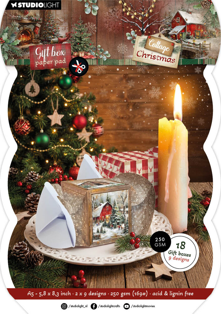 Studio Light Cottage Christmas A5 Gift Box Paper Pad Christmas Cracker (SL-CC-GBPP491) Studio Light Cottage Christmas A5 Gift Box Paper Pad Christmas Cracker (SL-CC-GBPP491)