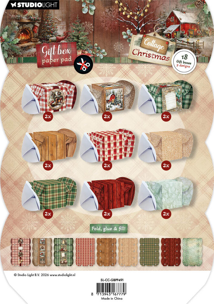 Studio Light Cottage Christmas A5 Gift Box Paper Pad Christmas Cracker (SL-CC-GBPP491) Studio Light Cottage Christmas A5 Gift Box Paper Pad Christmas Cracker (SL-CC-GBPP491)