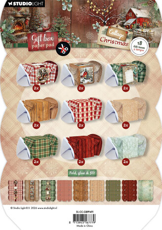 Studio Light Cottage Christmas A5 Gift Box Paper Pad Christmas Cracker (SL-CC-GBPP491) Studio Light Cottage Christmas A5 Gift Box Paper Pad Christmas Cracker (SL-CC-GBPP491)