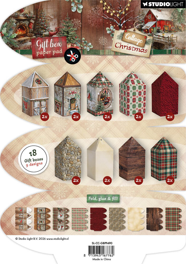 Studio Light Cottage Christmas A5 Gift Box Paper Pad House Box (SL-CC-GBPP490) Studio Light Cottage Christmas A5 Gift Box Paper Pad House Box (SL-CC-GBPP490)