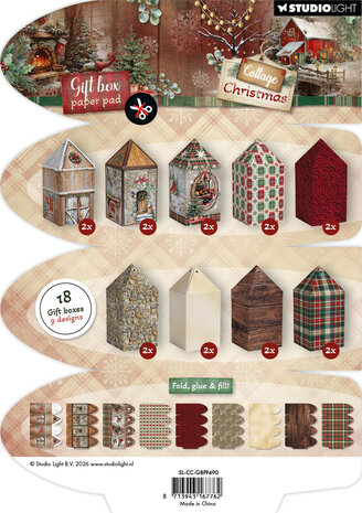 Studio Light Cottage Christmas A5 Gift Box Paper Pad House Box (SL-CC-GBPP490) Studio Light Cottage Christmas A5 Gift Box Paper Pad House Box (SL-CC-GBPP490)