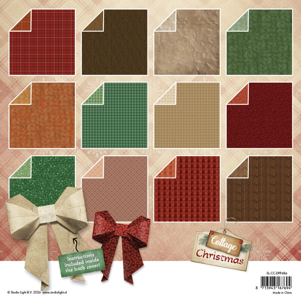 Studio Light Cottage Christmas Multi-Purpose Paper Pad Origami & Backgrounds (SL-CC-DPP486) Studio Light Cottage Christmas Multi-Purpose Paper Pad Origami & Backgrounds (SL-CC-DPP486)