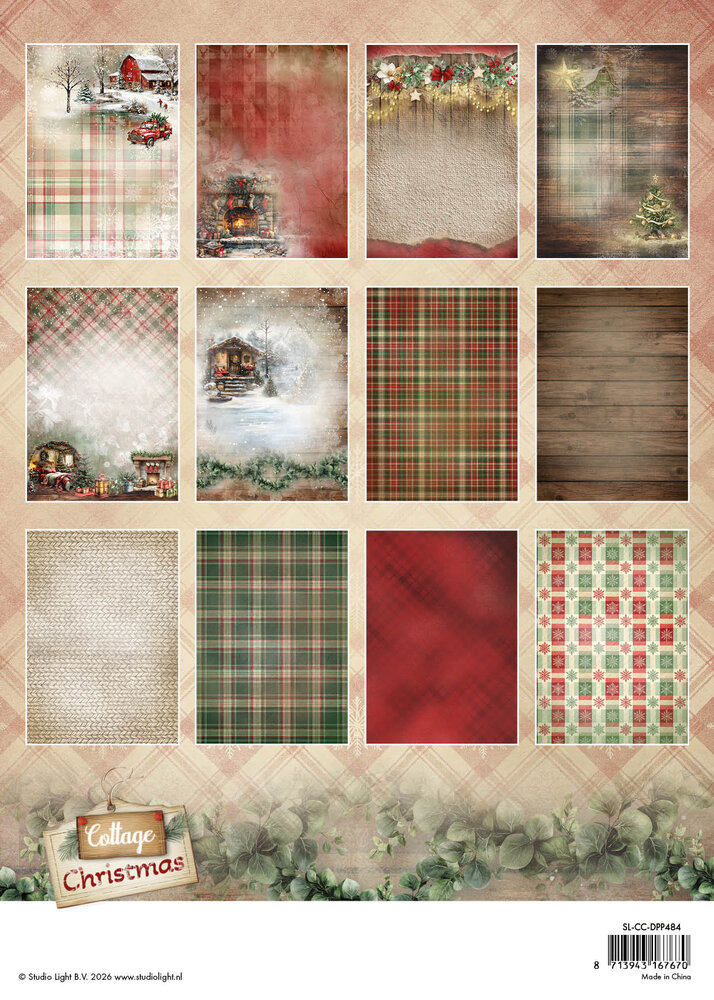 Studio Light Cottage Christmas A4 Designer Paper Pad Background (SL-CC-DPP484) Studio Light Cottage Christmas A4 Designer Paper Pad Background (SL-CC-DPP484)