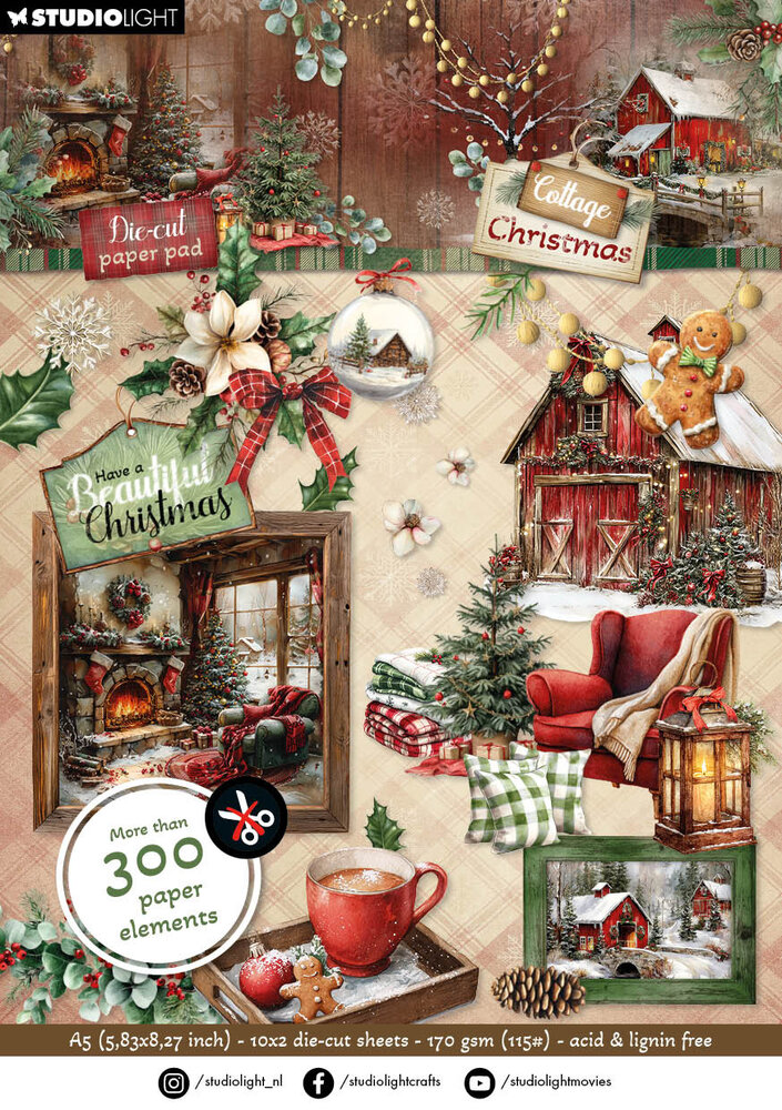 Studio Light Cottage Christmas A5 Die-Cut Paper Pad Elements (SL-CC-DCPP485) Studio Light Cottage Christmas A5 Die-Cut Paper Pad Elements (SL-CC-DCPP485)