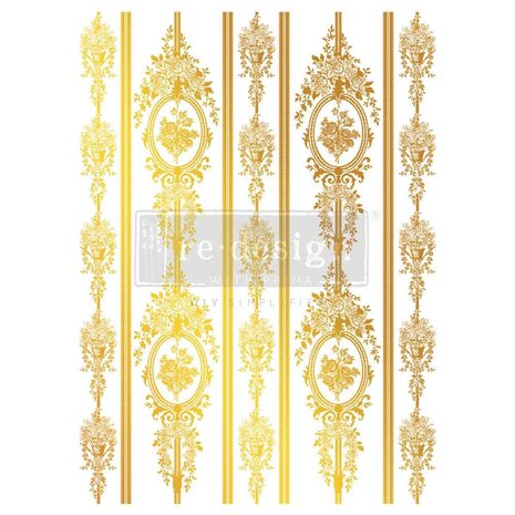 Re-Design with Prima Chateau Filigree Gold Foil 18x24 Inch Decor Transfers (2pcs) (682965)
