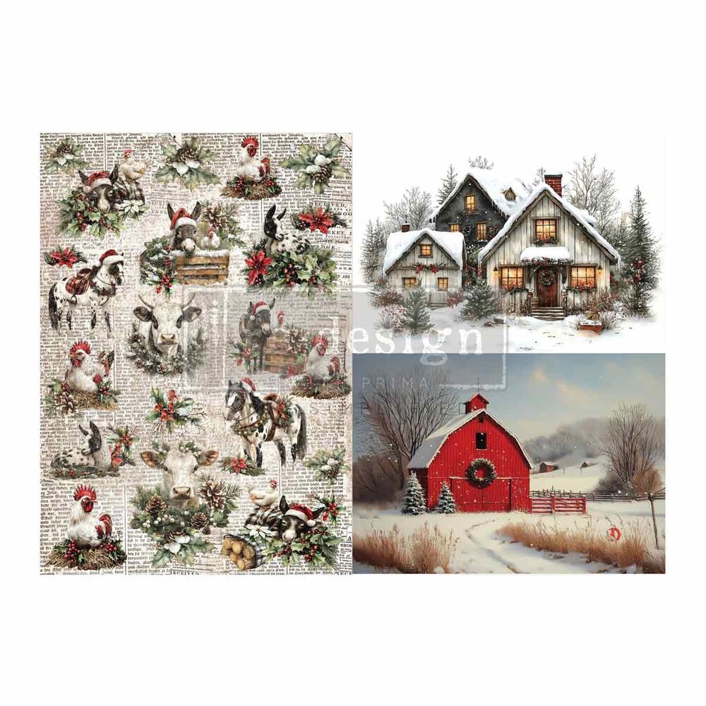 Re-Design with Prima Cozy Country Christmas A3 Decoupage Fiber Pack (2pcs) (679293) Re-Design with Prima Cozy Country Christmas A3 Decoupage Fiber Pack (2pcs) (679293)