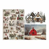 Re-Design with Prima Cozy Country Christmas A3 Decoupage Fiber Pack (2pcs) (679293)