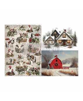 Re-Design with Prima Cozy Country Christmas A3 Decoupage Fiber Pack (2pcs) (679293)