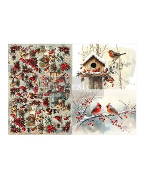 Re-Design with Prima Feathered Elegance Christmas A3 Decoupage Fiber Pack (2pcs) (679323)
