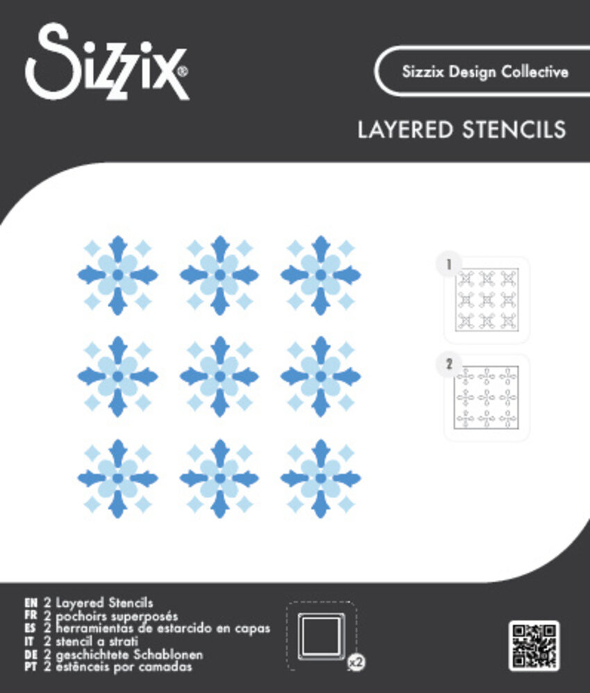 Sizzix Mini Layered Stencils Print & Pattern Fanciful Snowflakes (2pcs) by Sizzix (667124)