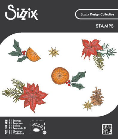Sizzix Clear Stamps Set Poinsettia and Pine (11pcs) by Sizzix (667122)
