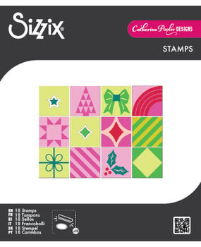 Sizzix Clear Stamps Set Print & Pattern Holiday in the Square (18pcs) by Catherine Pooler (667171)