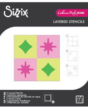 Sizzix Mini Layered Stencils Print & Pattern Retro Star (2pcs) by Catherine Pooler (667169)