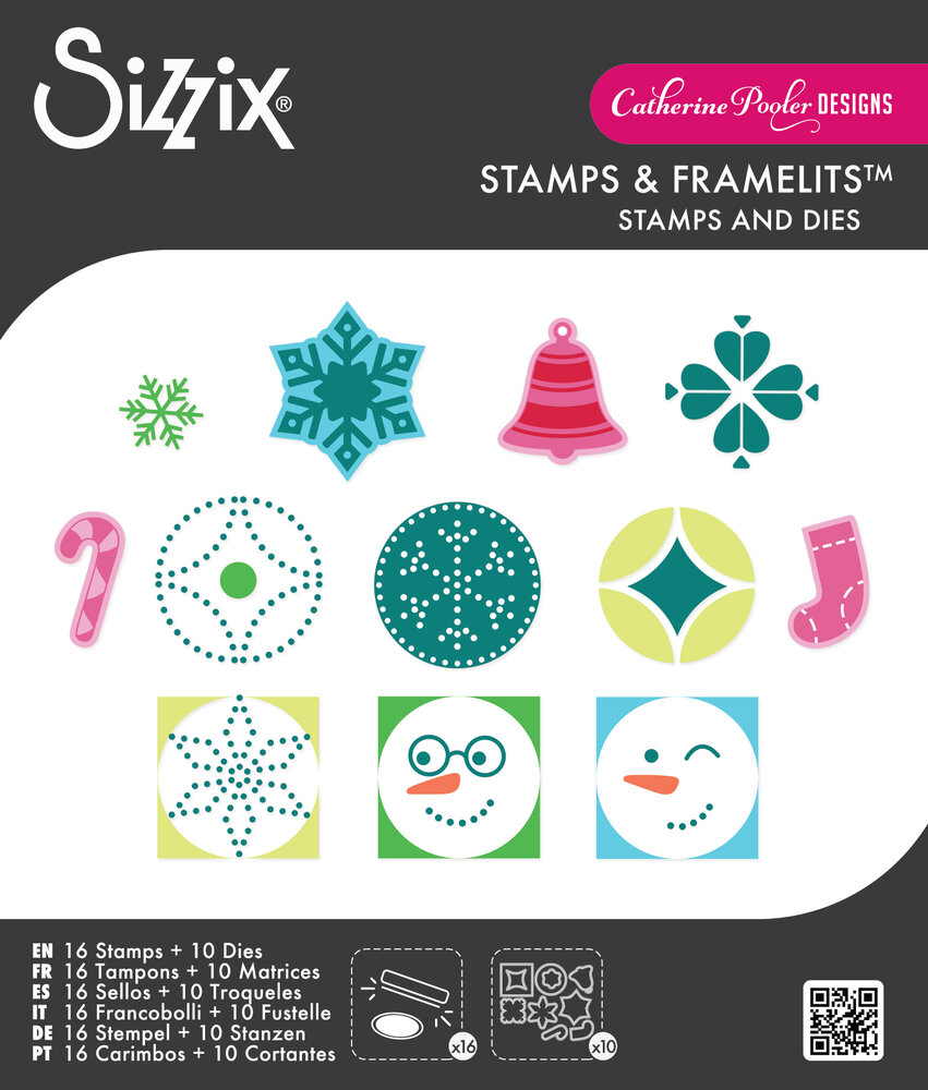 Sizzix Clear Stamps Set w/Framelits Dies Around the Holidays (16+10pcs) by Catherine Pooler (667173)