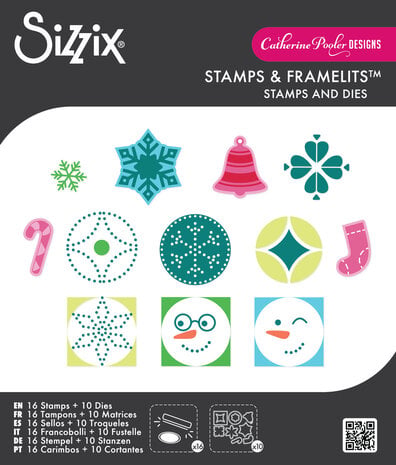 Sizzix Clear Stamps Set w/Framelits Dies Around the Holidays (16+10pcs) by Catherine Pooler (667173)