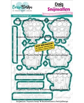 CarlijnDesign Snijmallen Popcorn Party by CarlijnDesign (CDSN-0395)