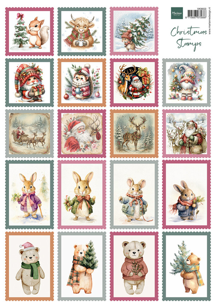 Marianne Design Decoupage Sheet A4 Christmas Stamps (VK9653)