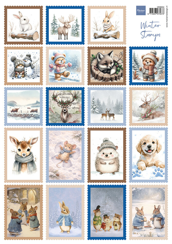 Marianne Design Decoupage Sheet A4 Winter Stamps (VK9654)