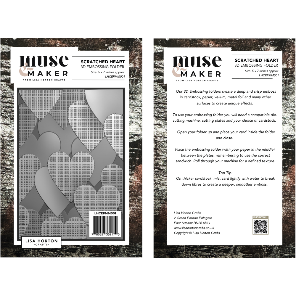 Lisa Horton Crafts Muse & Maker 3D Embossing Folder Scratched Heart (LHCEFMM001) Lisa Horton Crafts Muse & Maker 3D Embossing Folder Scratched Heart (LHCEFMM001)
