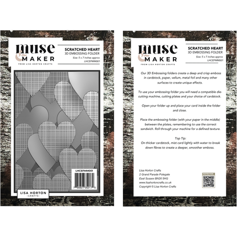 Lisa Horton Crafts Muse & Maker 3D Embossing Folder Scratched Heart (LHCEFMM001) Lisa Horton Crafts Muse & Maker 3D Embossing Folder Scratched Heart (LHCEFMM001)