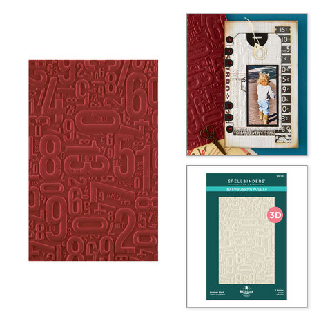 Spellbinders Turn the Page 3D Embossing Folder Number Field by Esther Glas (E3D-186)