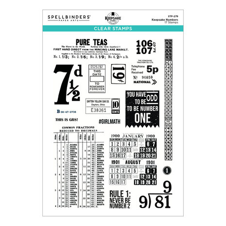 Spellbinders Turn the Page Clear Stamp Set Keepsake Numbers by Esther Glas (STP-279)