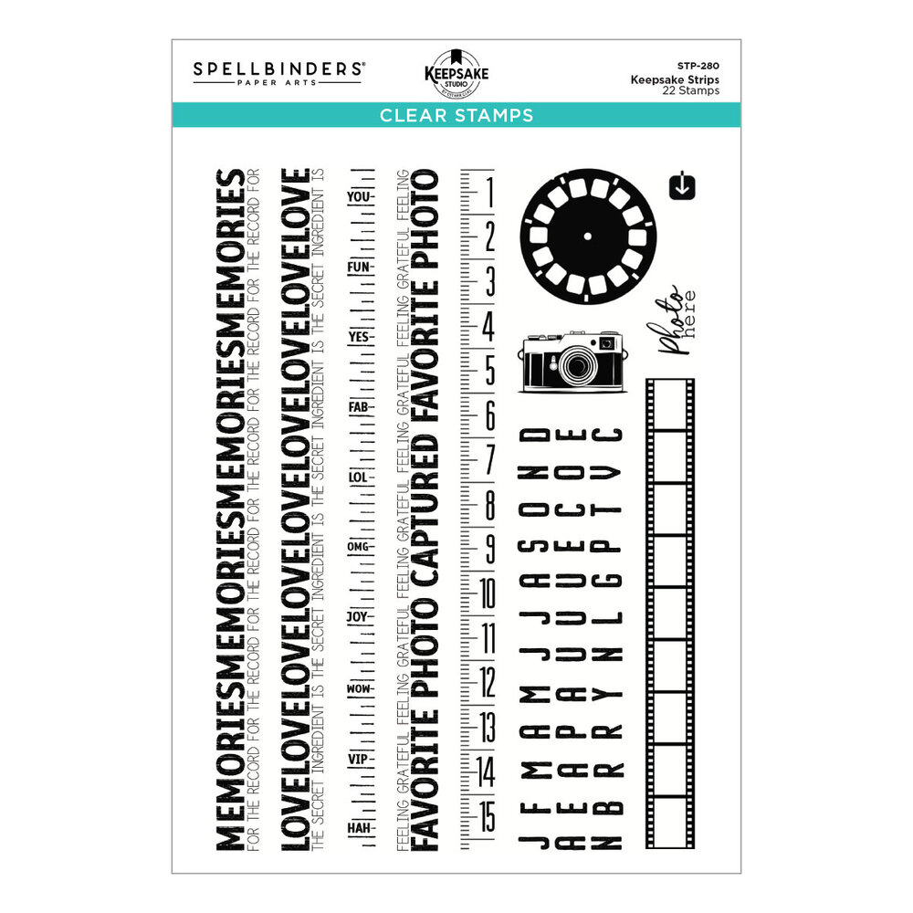 Spellbinders Turn the Page Clear Stamp Set Keepsake Strips by Esther Glas (STP-280) Spellbinders Turn the Page Clear Stamp Set Keepsake Strips by Esther Glas (STP-280)