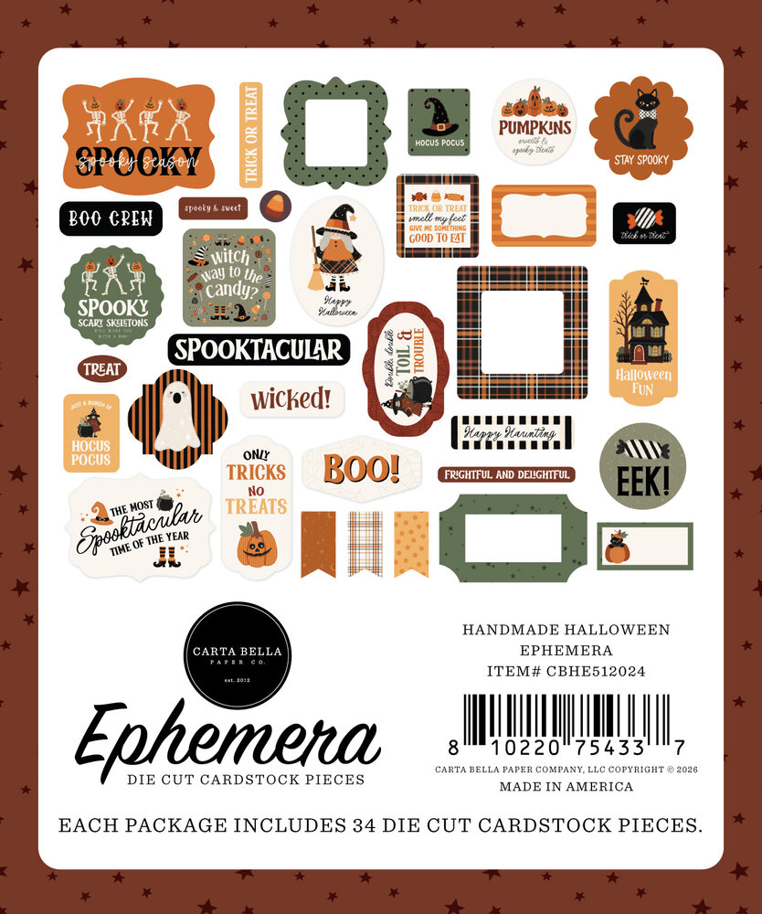 Carta Bella Handmade Halloween Ephemera (CBHE512024) Carta Bella Handmade Halloween Ephemera (CBHE512024)