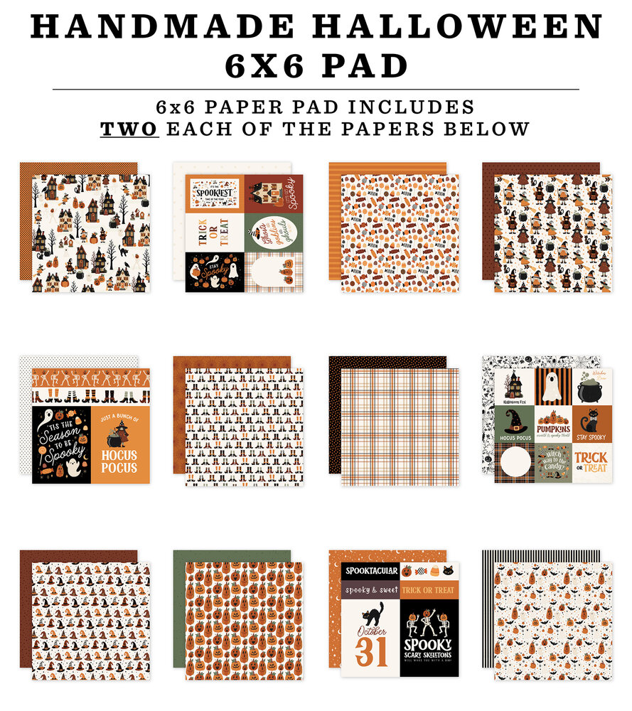 Carta Bella Handmade Halloween 6x6 Inch Paper Pad (CBHE512023) Carta Bella Handmade Halloween 6x6 Inch Paper Pad (CBHE512023)