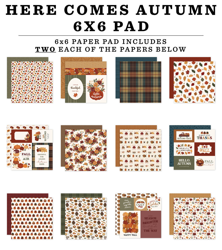 Carta Bella Here Comes Autumn 6x6 Inch Paper Pad (CBHCA513023) Carta Bella Here Comes Autumn 6x6 Inch Paper Pad (CBHCA513023)